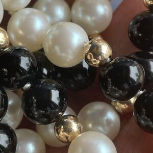 Real! 14kt Gold Beads /Black Onyx Beads and White Pearl Necklace